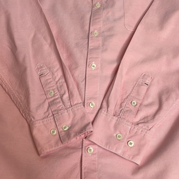 TOMMY Bahama pink button up long sleeve dress shirt. 100% cotton. Extra buttons - Picture 4 of 9
